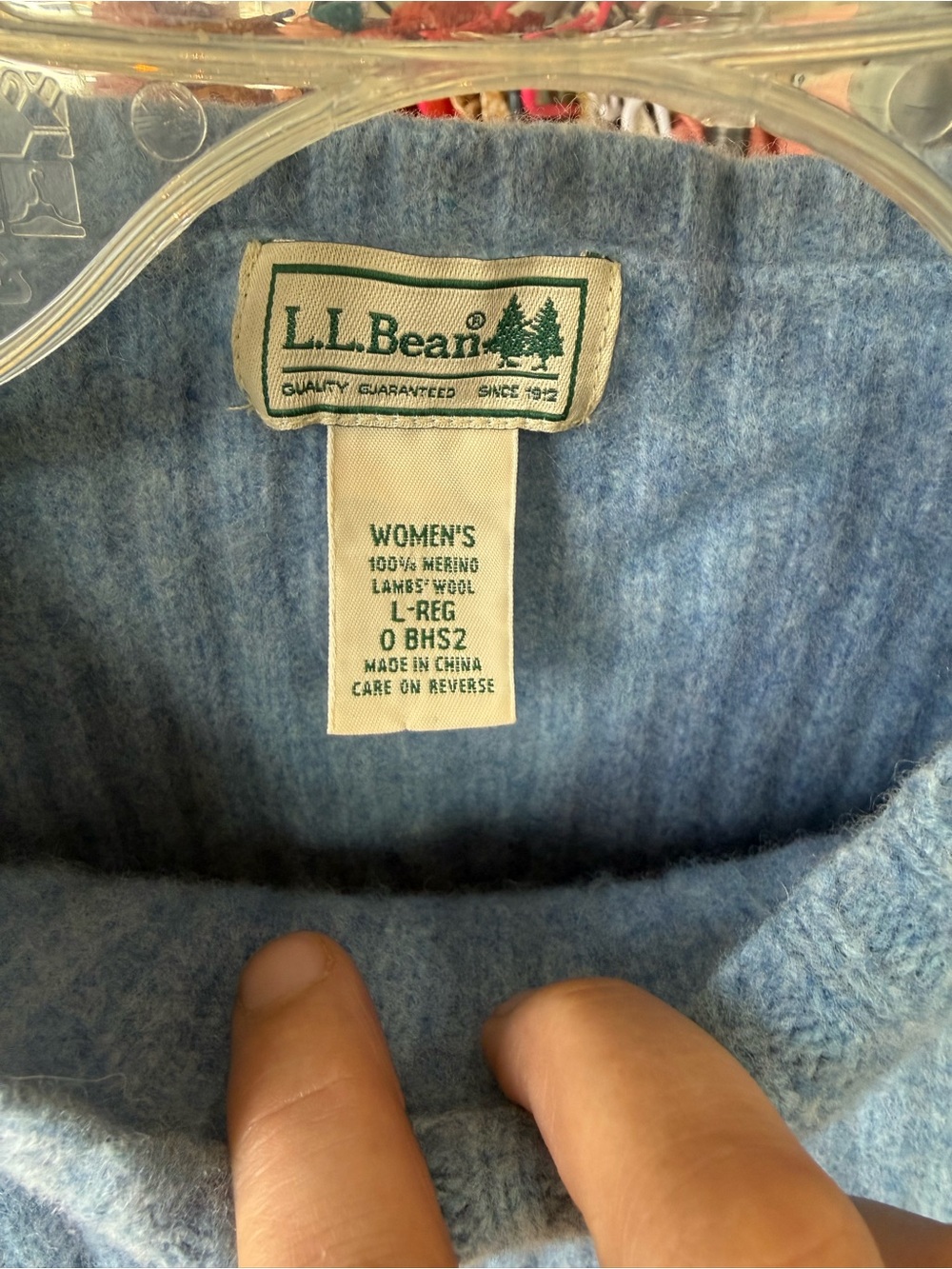 L.L.Bean Women's Light Blue Merino Lambswool Sweater